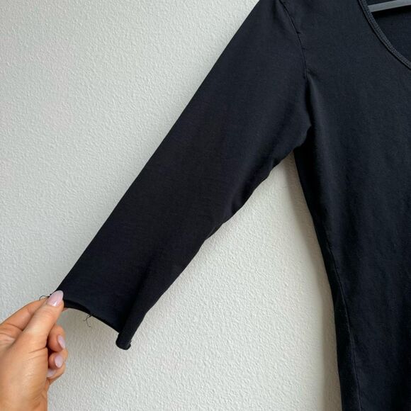 ✨$5/$25 james perse 100% supima cotton bracelet sleeve black v neck size 0 XS - Picture 3 of 7
